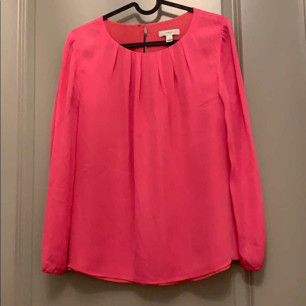 Jcrew hot pink silk blouse size 4